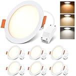 LVWIT Bathroom Spot Lights Ceiling,6W Led Recessed Ceiling Lights, Led Panel Lighting,6W Round Panel Light,600LM,3000K,4000K,6500K, Downlights spotlights for Ceiling(6PCS)