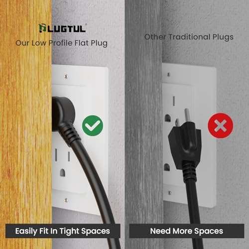 14 Gauge Short Extension Cord 1FT 3-Pack, Flat Plug by PLUGTUL - Used condition - Image 4