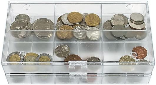 Lindner 4821P Sammelbox transparent, 6 feste Fächer 63x48 mm, 10er Packung