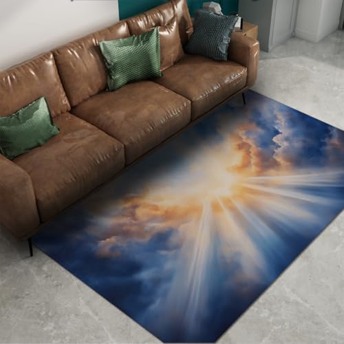 Tapis antidérapants Sunshine Cloud bleus : moquette lavable de salon 160x230 - 6
