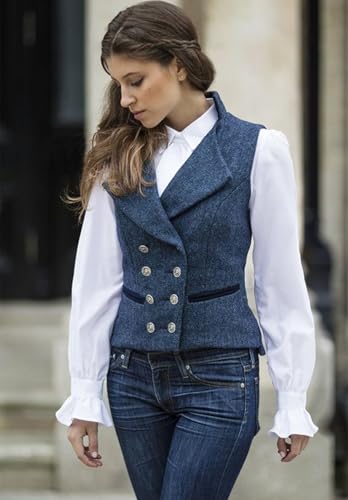 Women's Vest Herringbone Tweed Formal Double Breasted Dressy Waistcoat Sleeveless Jacket2
