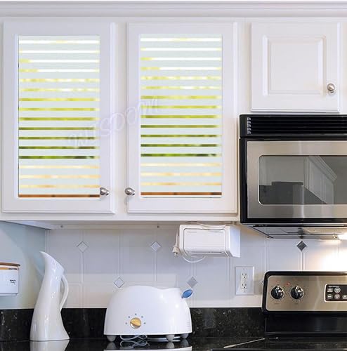 Image of WISDOM Privacy Window Film Sticker(12x60 in) Decorative Window Glass Stripe Frosted