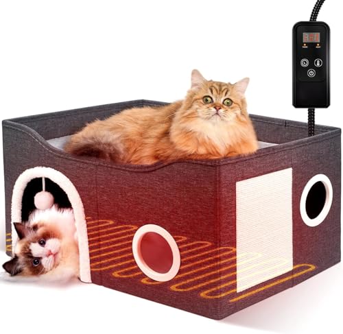 Artificial pet mat The Comfortable Heated Cat House With Adjustable Temperature, Timer And Bite Resistance Line, Artificial Pet Bed, Is Suitable For Indoor Pet Cats Suitable for indoor pets(Charcoal G