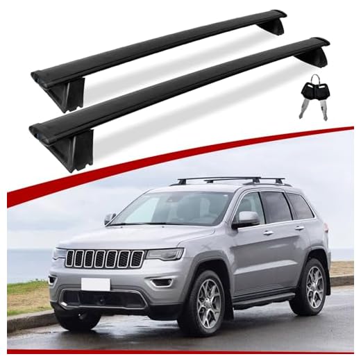 Thickened Roof Rack Cross Bars Compatible with Jeep Grand Cherokee 2011-2021 with Grooved Side Rails, Anti-Theft Lock Crossbars, Loading 150lbs Aluminum Rooftop Luggage Kayak Bike Cargo Bag Carrier