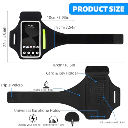 Image of Proberos Running Armband for Men & Women, 6.7'' Touchscreen, Phone Holder with Zipper Pouch, Key /Card Pocket, Adjustable Sweatproof Gym Sports Arm Band, Lightweight & Secure Fit for Workouts