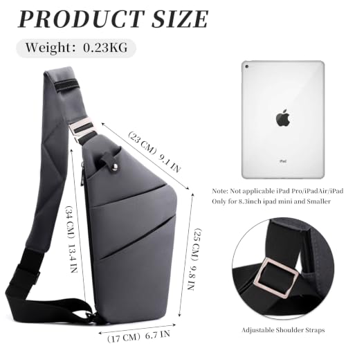 Image of Anti Theft Crossbody Bag,Sling Bag for Women Men,Multi-pocket Chest Shoulder Bag for Travel, Sport, Work