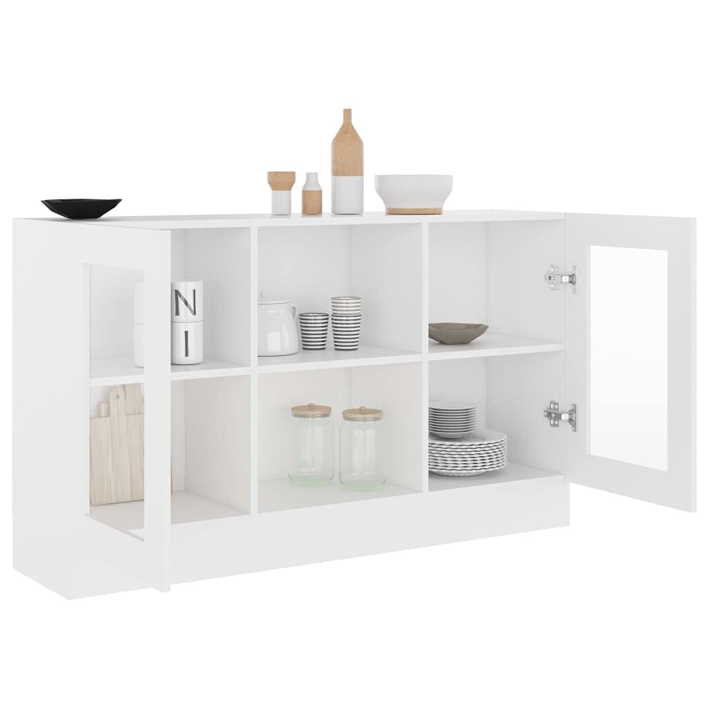 Vitrina blanca 120 x 30,5 x 70 cm de madera con 2 compartimentos y puertas, armario de cocina, armario auxiliar para salón, pasillo, cocina