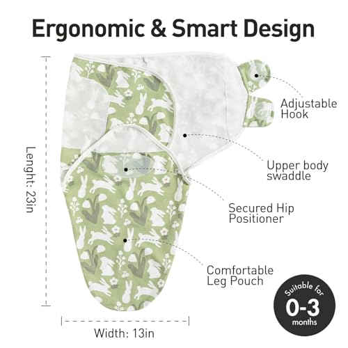 Image of GLLQUEN BABY Swaddles for Newborns 0-3 Months, Adjustable & Easy Fastener | 3-Pack, Organic Cotton Swaddle, Womb-Like Nursery Swaddling Blanket reduces startle reflex, soft and skin-friendly fabric
