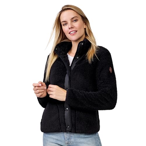 Free Country Women's Sherpa Butter Pile® Button Front Jacket Black XL