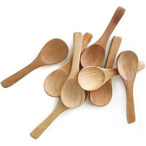 30 Pieces Small Wooden Spoons, Short Handle Mini Condiments Salt Spoons Nature Wooden Honey Teaspoon Coffee Tea Jam Mustard Ice Cream Milk Powder Spices (Natural Wood Color) Cover