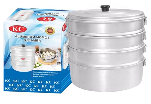 KC Aluminium Momos Steamer 4 Tier | Capacity 5 Liters | Diamm: 8 ...