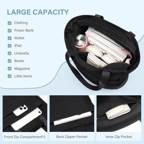 GOLF SUPAGS Foldaway Convertible Rucksack 2 in 1 Casual Tote Schultertasche Nylon Tagesrucksäcke Damen Männer Multifunktions Schule Arbeit Reise, Schwarz