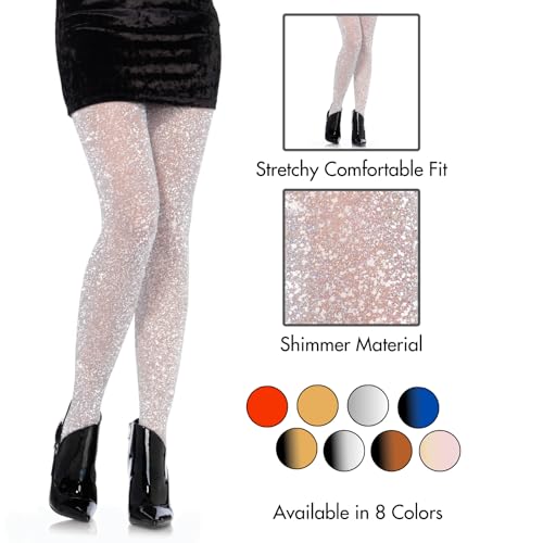 Image of Leg Avenue Women's stretchy High Waist Lurex Shimmer Tights With Metaillic Fiber Shine