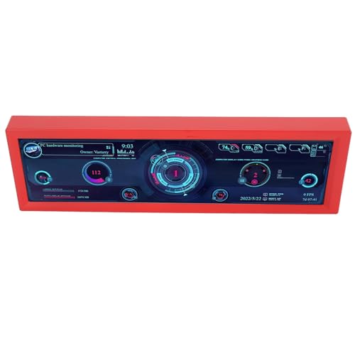 Display Temperatura PC da LCD Professionale HD IPS 1920x480 Schermo Secondario Plug and Play per Aida64 RPi per per 8.8 pollici rosso