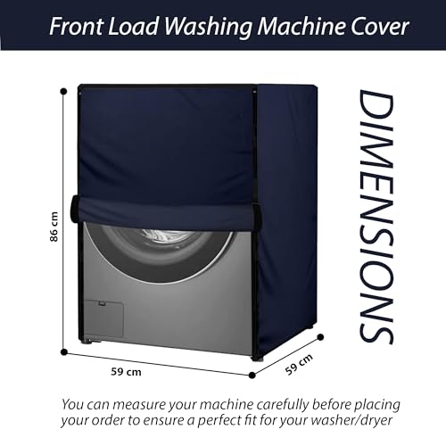 Image of Waterproof & Dustproof Top Front Load Washing Machine Cover for 6 kg 6.5 kg 7kg & 7.5 kg Compatible for IFB LG Samsung Whirlpool Bosch Haier | Siemensfor with Pipe Holes (Navy Blue)