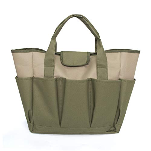 Garden Tool Bag, Heavy Duty Canvas Tool Storage Home Organizer Gardening Tool Kit Holder (Army Green)
