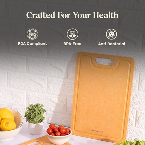 Image of CUMIN CO. Chopping Board | 32.5x44 cm | Bacteria Resistant Cutting Board for Kitchen | Odour-Free | FDA Compliant | Knife-Friendly | Compressed Cellulose