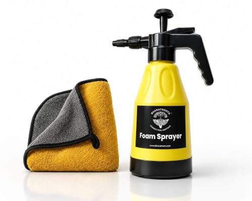 Image of 1.5L Pressure Spray Pump with Adjustable Nozzle,Leak-Proof Compression Sprayer for Watering, Fertiliser & Pesticide, Garden Lawn Plant Care And 800 Gsm Microfiber Cloth For Cleaning(Combo)