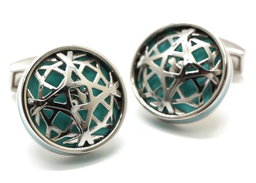 タテオシアン(TATEOSSIAN) エナメル ドーム カットワーク カフス（パラジウム＆ターコイズ）カフスボタン カフリンクス