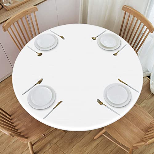 Angeljuan Custom Round Fitted Tablecloth With Elastic Edged & Flannel Backing, Add Photo Text Waterproof Table Cover For Indoor Outdoor Patio Use, White - 1 Pcs Fit For Diameter 24.2"-28.1" Table #TOP4