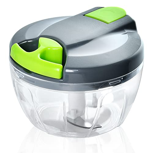 Supkiir Cortador de cebollas manual, trituradora de verduras gourmet con cuerda, multitrituradora de 500 ml para verduras, frutas, cebollas, nueces, carne, ajo, comida para bebés Cover