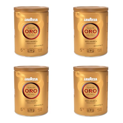 Image of Lavazza Qualita Oro Ground Coffee, Medium Roast, 100% Arabica, 8.8 oz Tin (Pack of 4)