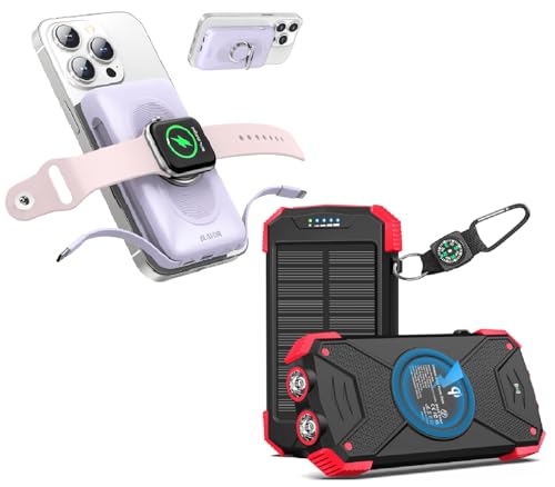 BLAVOR for Magsafe Portable Charger, 10000mAh Magnetic Wireless Solar Charger Power Bank, Real Rated 10,000mAh Portable Wireless Charger