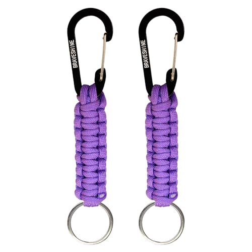 Image of BRAVESHINE Paracord Keychain Carabiner Clip, D Ring Lanyard Hanger Stroller Hook for Water Bottle, Key, Backpacks, Men, Women