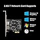 QSFPTEK 2.5G-T Realtek RTL8125B Netzwerkkarte (2 RJ45 Port), 2.5 Gigabit Dual RJ45 Port PCI-E Ethernet Netzwerkkarte NIC with Realtek RTL8125B for Windows 11/10/8/7, Windows Server, Linux