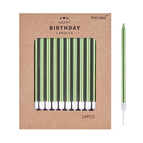 Image of PHD CAKE Green Long Thin Metallic Birthday Candles, Cake Candles, Birthday Parties, Wedding Decorations, Party Candles
