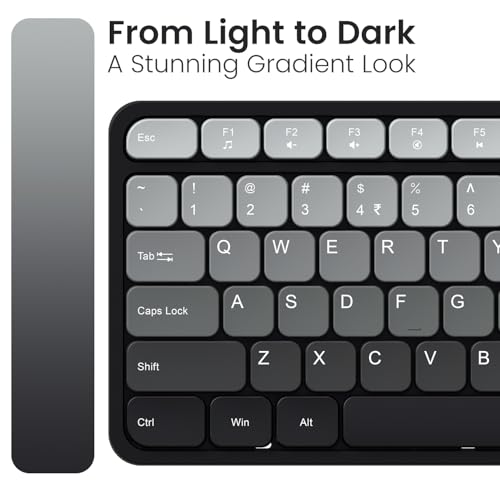 Image of Portronics Key11 Combo Rechargeable Wireless Keyboard and Mouse Set, Bluetooth 5.3&2.4GHz Wireless,Type-C Fast Charging,Gradient Keys, Noiseless Typing, High Precision Mouse, for PC&Laptop(Grey)