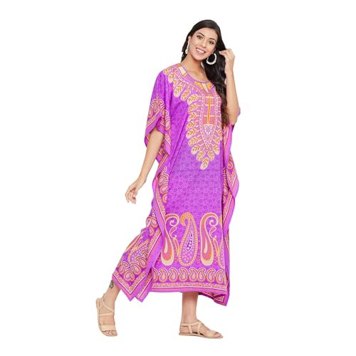 Image of Oussum Women Polyester Casual Long Plus Size Beach Caftan Cover Up Maxi Dress 1X-3X Summer Kaftan Dresses for Women