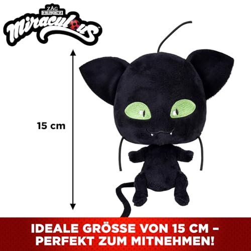 BANDAI - Miraculous - Weiches Stofftier 15cm - Plagg - Offizielle Miraculous Lizenz - Plüsch Kwami Cat Noir Plagg - P50692 – Ansicht 3