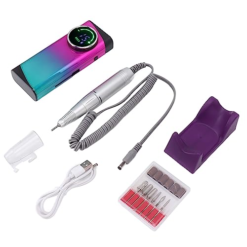 Electric Nail Drill Professional, plplaaoo Portable Nail Drill Machine 30000RPM 2600mAh Battery Nail Polishing Machine with 6 Grinding Heads, Nail Dremel Tool for Women, Nail Grinder, Manicure Tools