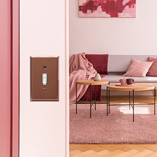 Image of ENERLITES Toggle Light Switch Metal Wall Plate, Stainless Steel Switch Cover, Corrosion Resistant, Mid-Size 1-Gang 4.50 inch x 2.76 inch, Stainless Steel 201, 7711-BRG, Brushed Rose Gold