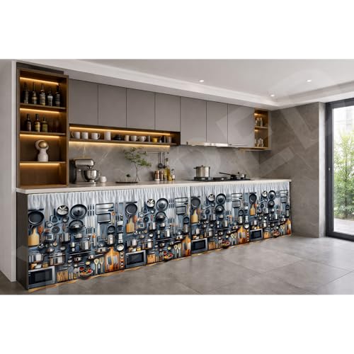 Image of Premium Sink Kitchen Curtain | Waterproof Printed Under Sink Cabinet Curtain for Kitchen Storage & Protection | Stylish Home Decor | (150 x 71 cm) (Kitchen Tool, Pack of 2)