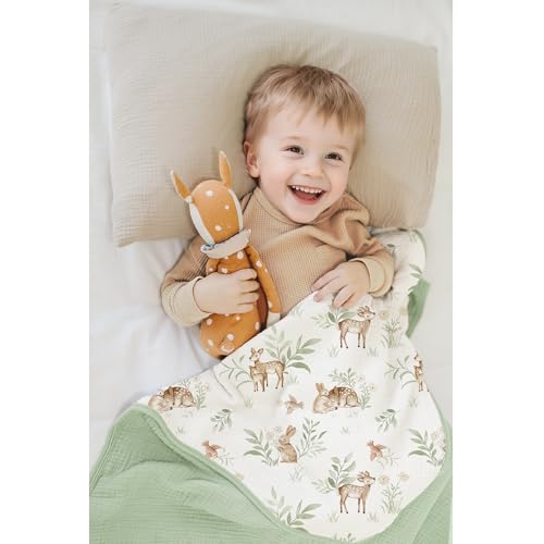Image of Konssy Muslin Baby Blankets, Super Soft 100% Cotton Crib Blanket | Soft Lightweight Nursery Swaddling Wrap for Girls Boys, Infant Toddler, 40 X 36 In, Woodland
