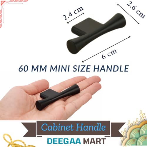 Image of Twin Hole Zinc Alloy Drawer Pulls, 60mm Mini Cabinet Handle, Zinc Alloy for Small Drawers & Cabinets - Modern Furniture Hardware (Qty :2, T Handle)