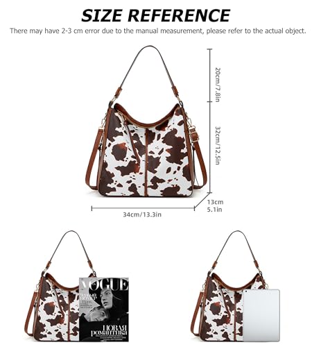KingTo Women's 3pcs Cow Print Tote Handbag Set Soft Leather Crossbody Shouler Bag Purse with Wallet2