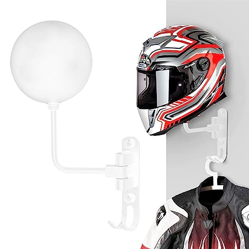Olymajy Accessori Moto Porta Casco Moto, espositore per Casco con Gancio, Supporto per Cappello Girevole a Parete, elmetto, Casco per Bicicletta espositore (Bianco)