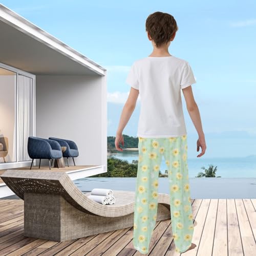 visesunny Boys' Pants Green Yellow Sunflower Jogger Pants Elastic Waist Long Bottoms Trousers with Pockets3