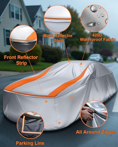 Image of Sliver Full Enclosed Small Car Covers Universal Fit Miata,Mini Cooper,Z1 /Z3,SLK-Class,Polo /Rabbit 1975-1984,Fiesta,Solstice,Yaris /MR2,Honda S2000,Saturn Sky,Chrysler Crossfire,Fiat 124 Spider