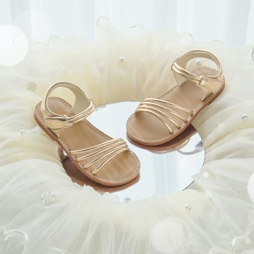 Image of ESTINE Toddler /Little Kid Girls Dress Cross Strappy Open Toe Sandals Princess Flats Summer Flower Girl Shoes