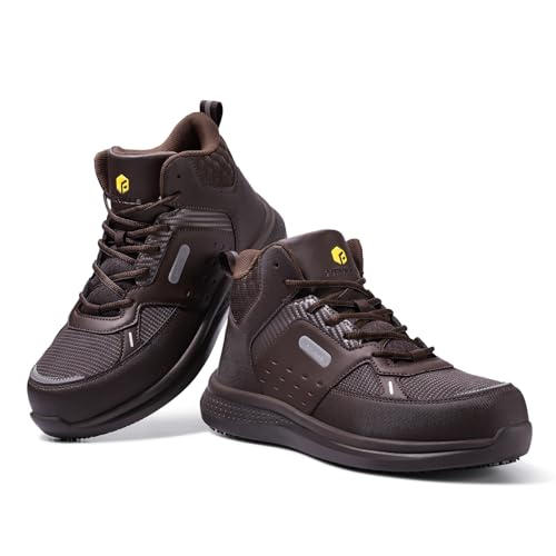 Image of FitVille Wide Work Boots for Men Composite Toe Safety Work Shoes Slip-Resistant Work Boots Waterproof Lightweight - SteelCore