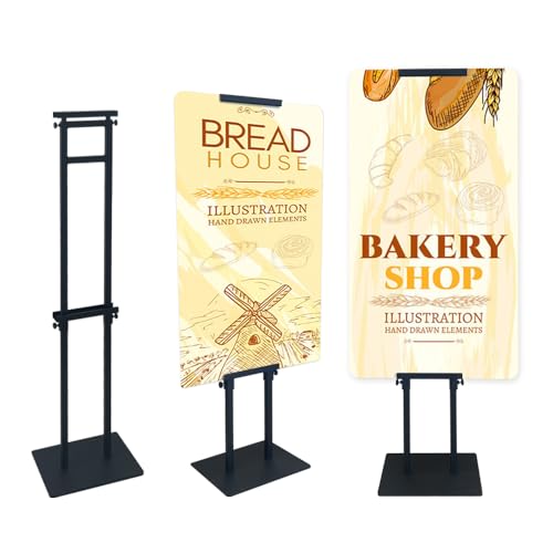 Pedestal Poster Sign Stand for Display Heavy Duty Double Sided Poster Stand Adjustable Height Up to 80 Inches w/ Non-Slip Base Floor Standing Sign Holder for Board & Foam Sign,Wedding,Restaurant