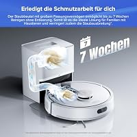 roborock Q7 L5+ Set Saugroboter mit Automatischer Staubentleerung, Dual Anti-Tangle System, 8.000 Pa Saugkraft, Elektronischer Wassertank, LiDAR-Navigation, Ideal für Teppiche und Tierhaar(Weiß) – Ansicht 2