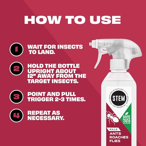 Image of Stem Kills Ants, Roaches And Flies: Plant-Based Active Ingredient Bug Spray, Botanical Insecticide For Indoor And Outdoor Use; 12 fl oz (Pack Of 1)