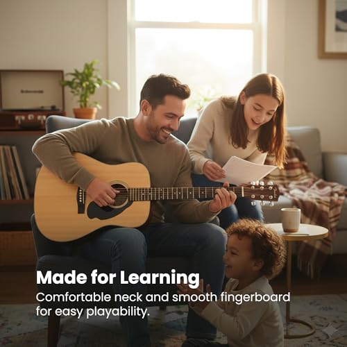 Image of Fender FA Series Dreadnought Acoustic Guitar - Natural Bundle with Gig Bag, Tuner, Strap, Strings, Picks, and Austin Bazaar Instructional DVD