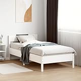 Owoxanthellate Massivholzbett 90x200 Kiefernholz Weiß Einzelbett mit Kopfteil Lattenrost inklusive Modernes Design für Jugend Gäste und Schlafzimmer