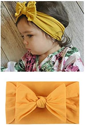 15 PACK Elastic Stretchy Super Soft Nylon Bowknot Topknot Wide Plain Headbands Hair Bands Bows Knotted Turbans Headwraps Hair Bows Accessories for Kids Toddler Infant Newborn Baby Girl Bulk